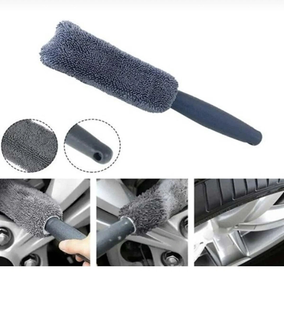 Point Profesyonel Mikrofiber Jant Temizleme Süngeri Fırçası Bezi Saplı Model