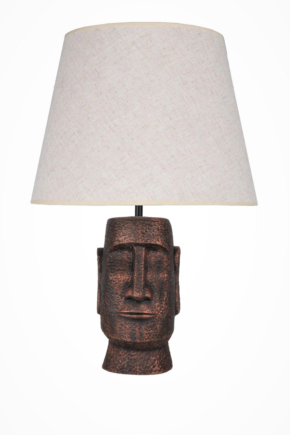 qdec Modern Dizayn Moai Abajur Bakır Krem