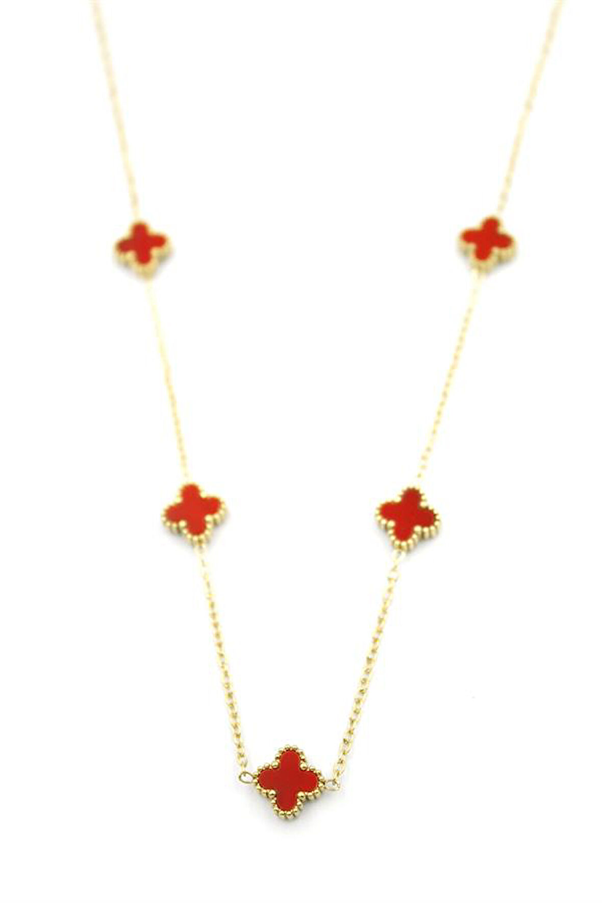 Vc Yonca Kolye - Kırmızı