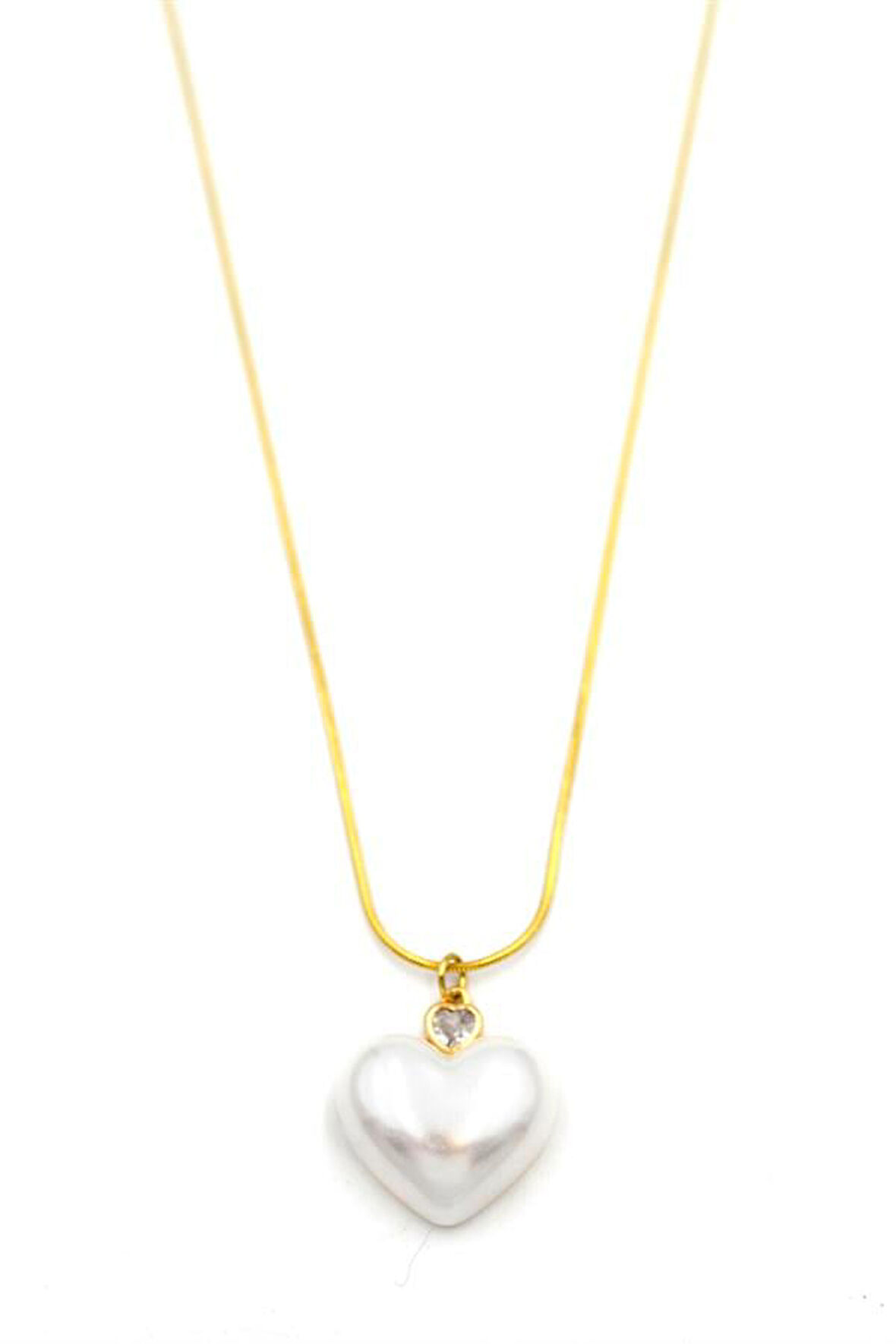İnci Kalp Kolye - Altın