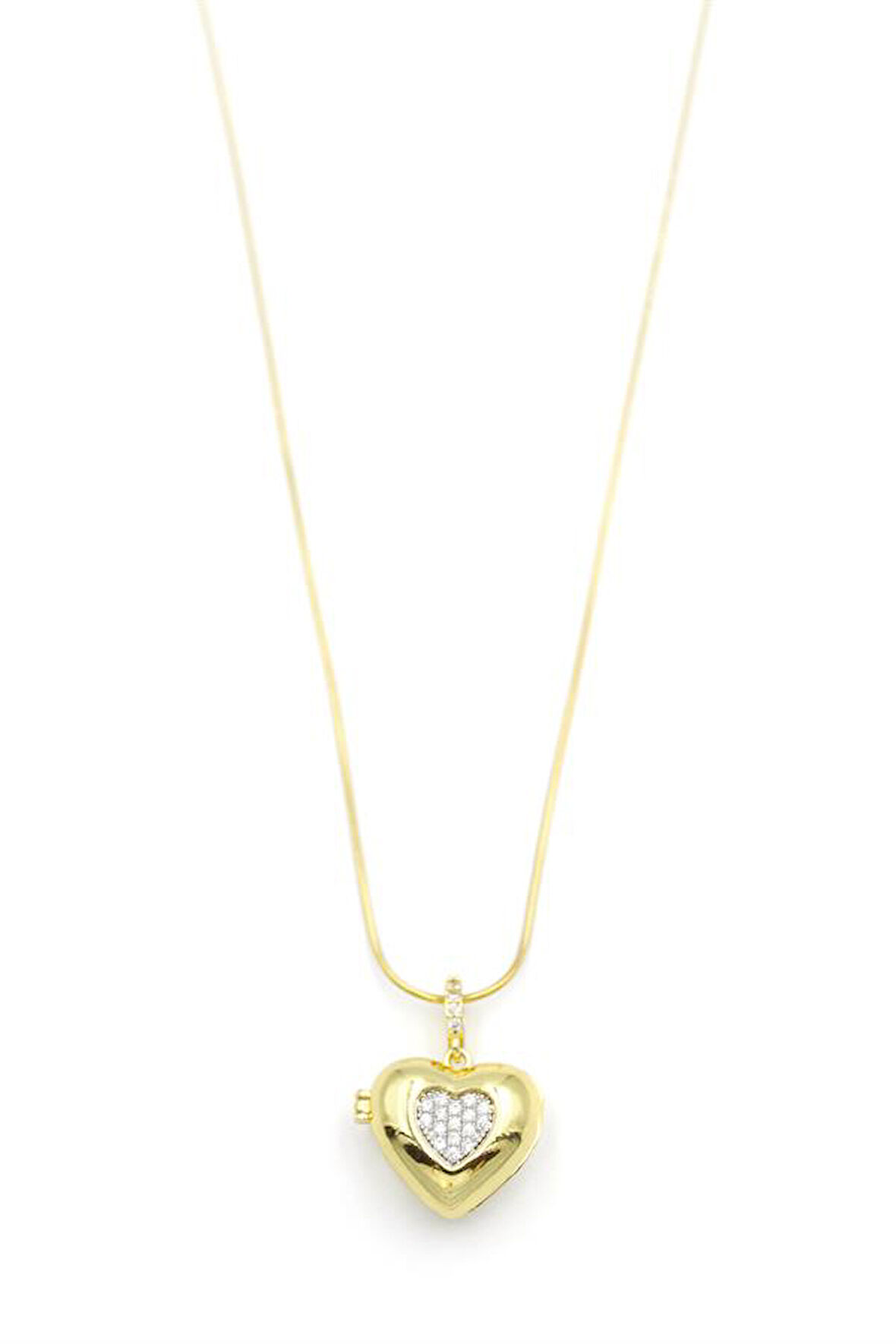 Taşlı Kalp Kolye - Altın