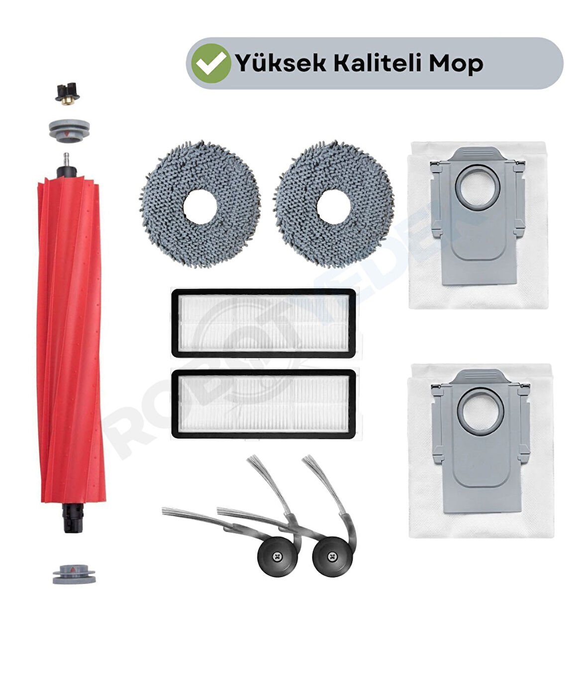 Roborock QRevo L Uyumlu Ana Fırça, Hepa Filtre  Mop  Yan Fırça Toz Torbası Seti 9 Parça