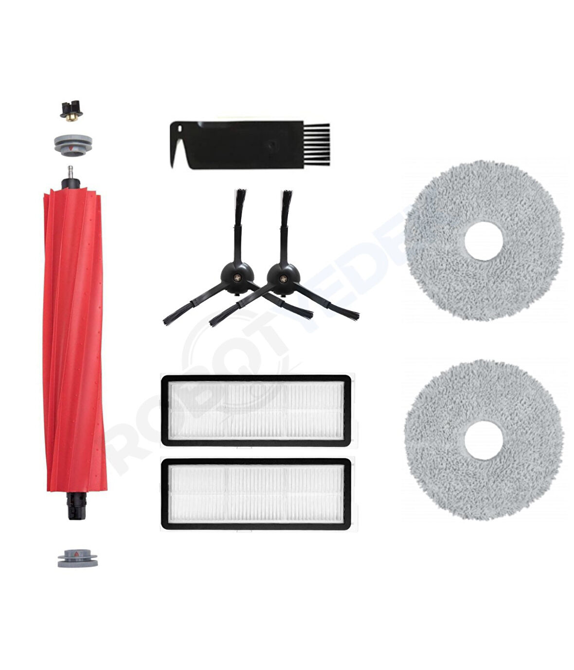Roborock QRevo MaxV / QRevo Pro / QRevo S Siyah Uyumlu Fırça Hepa Filtre Mop Seti-8 Parça