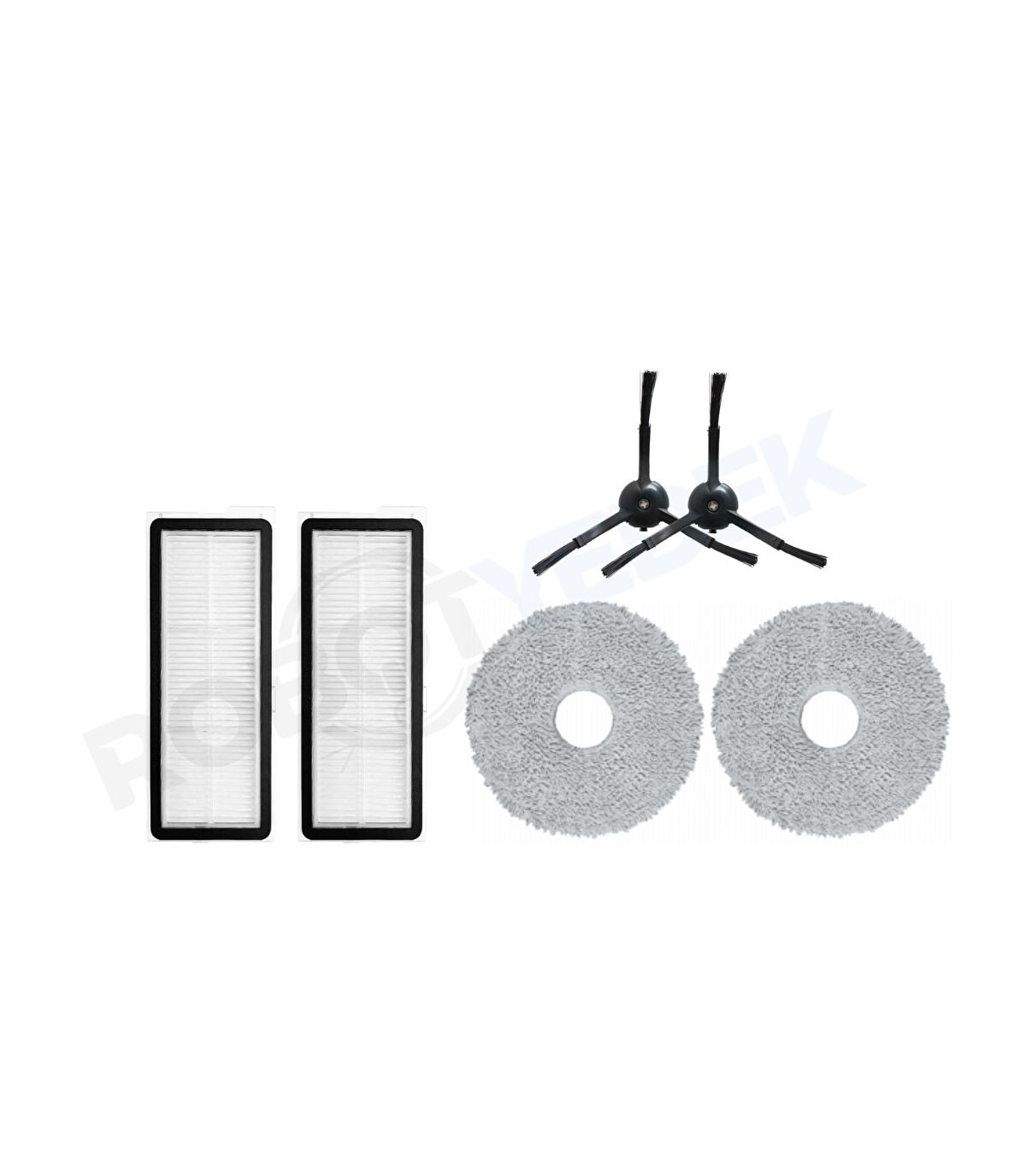 Roborock QRevo MaxV / QRevo Pro / QRevo S Siyah Uyumlu Hepa Filtre Yan Fırça Mop-6 Parça