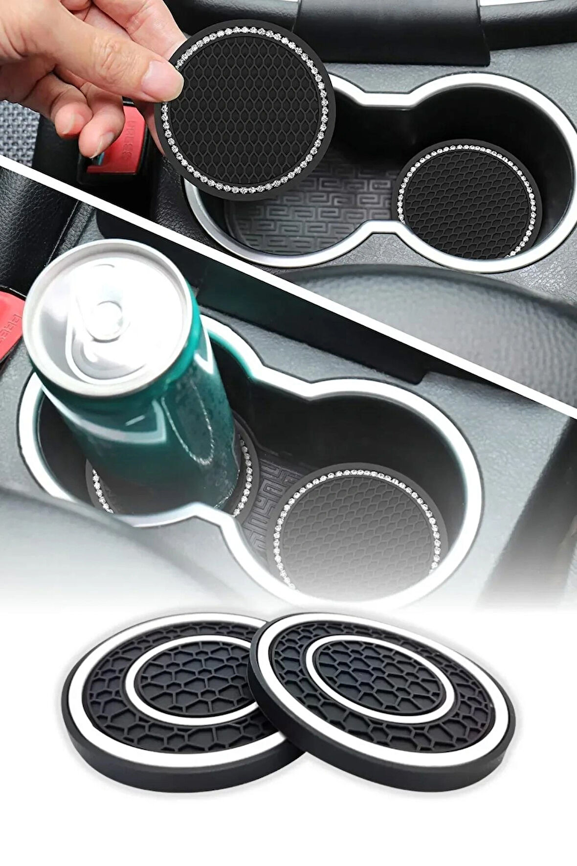 TİNEKE  Araç İçi Bardak Telefon Para Malzeme Tutucu Kaymaz Matları 2 ADET