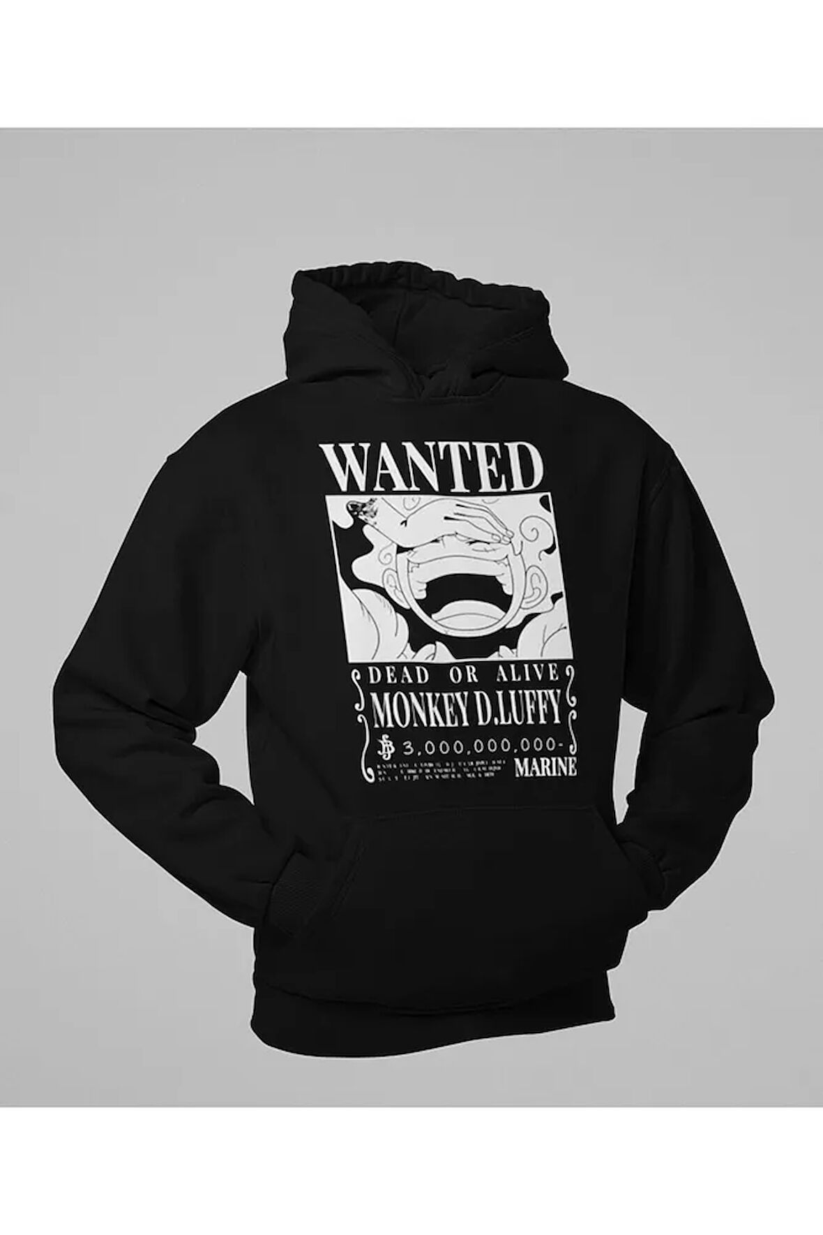Wanted Dead Or Alive Yazılı Unisex Oversize Monkey D. Luffy Hoodie