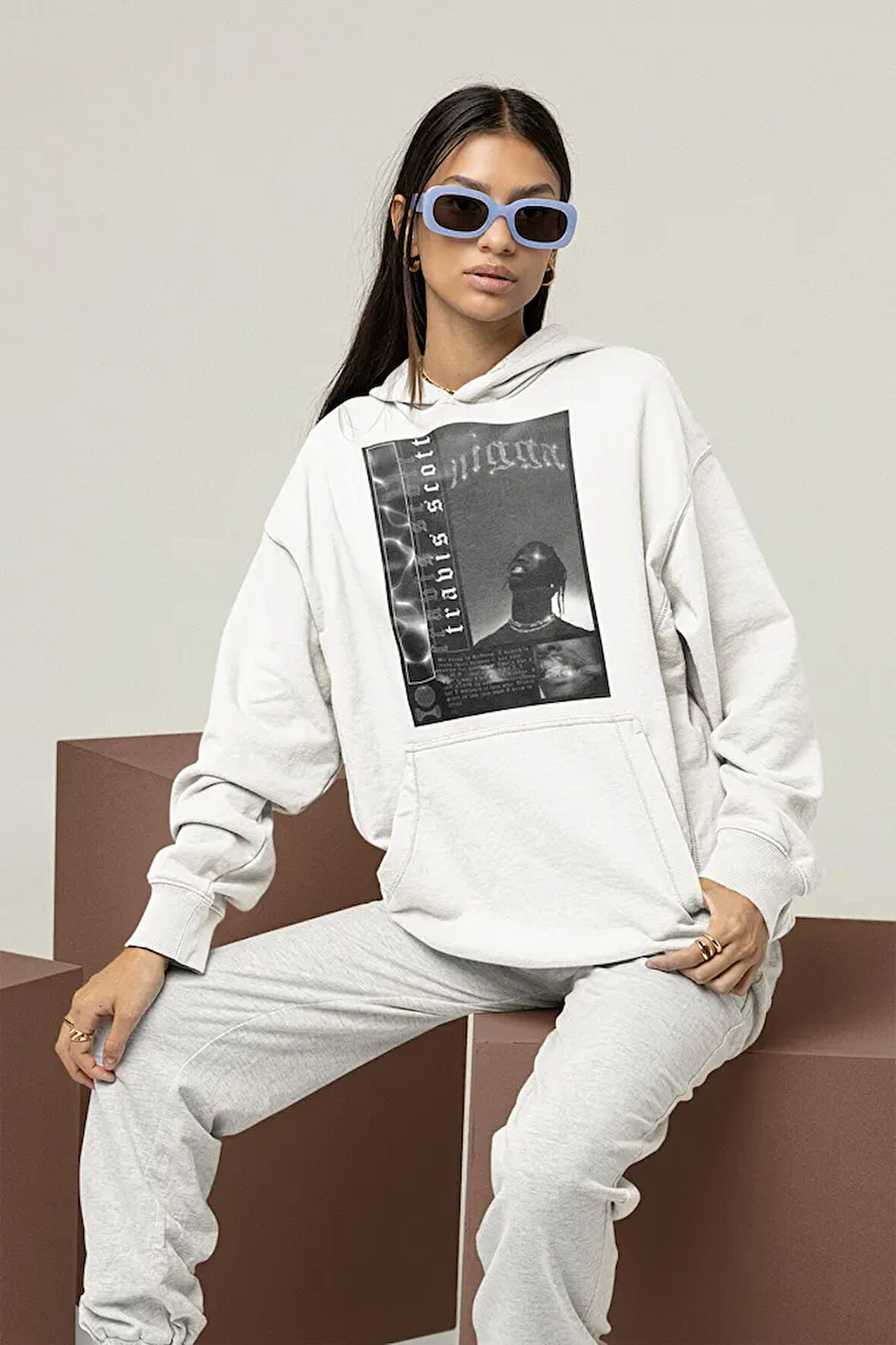 Nigga Travis Scott Baskılı Unisex Oversize Rapper Hoodie