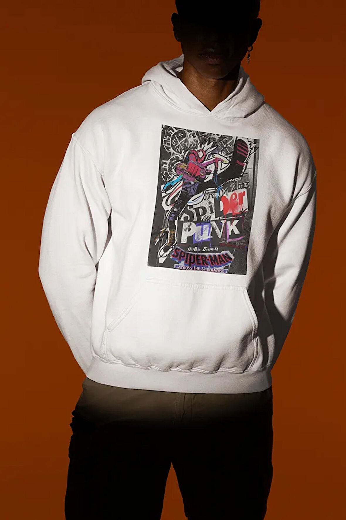 Spider-Punk Baskılı Unisex Oversize Örümcek Adam Hoodie