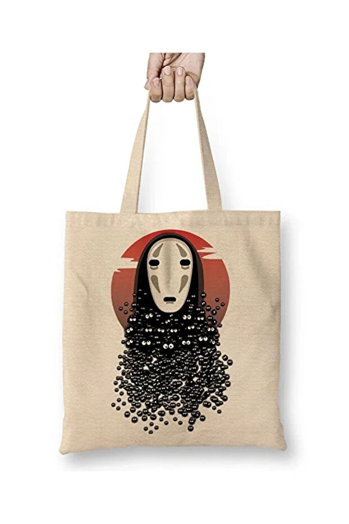 Spirited Away No Face Miyazaki Bez Çanta Uzun Saplı Alışveriş Çantası Plaj Çantası