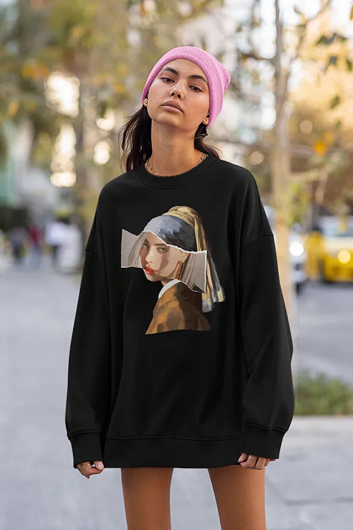 Billie Eilish Baskılı Unisex Oversize Mona Lisa Tasarım Sweatshirt