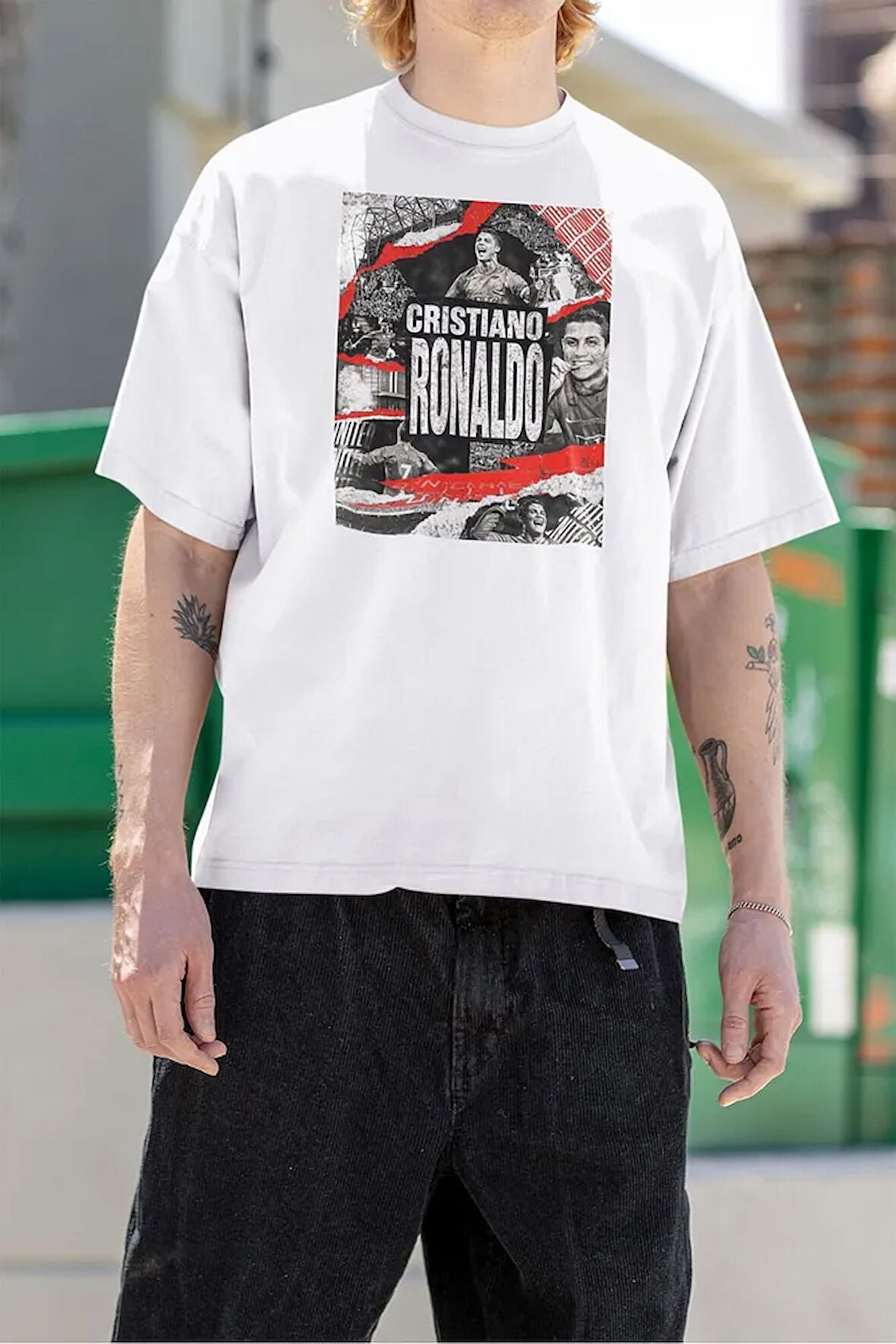 Cristiano Ronaldo Baskılı Unisex Oversize Futbolcu Tişört