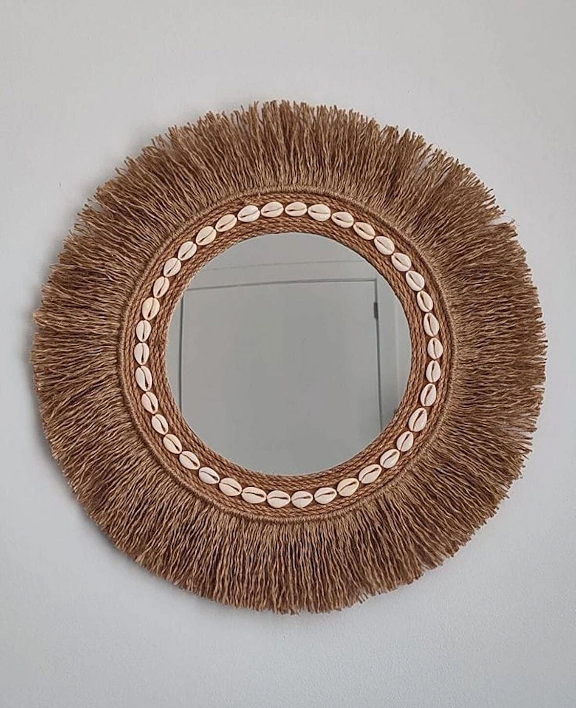 Duvar Süsü Boncuklu Aynalı Rafya