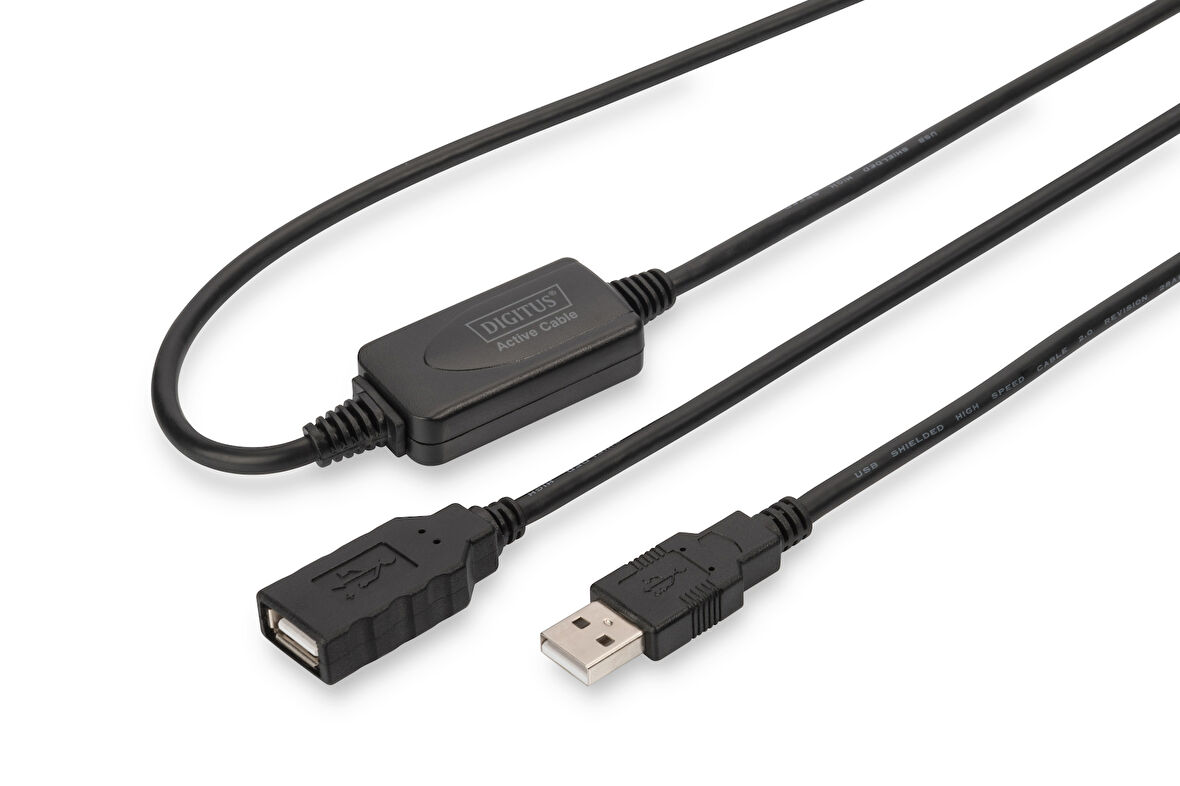 Digitus USB 2.0 Repeater / Uzatma Kablosu, USB A erkek / A dişi, 10 metre&lt;br&gt;
Digitus USB 2.0 Active Extension Cable