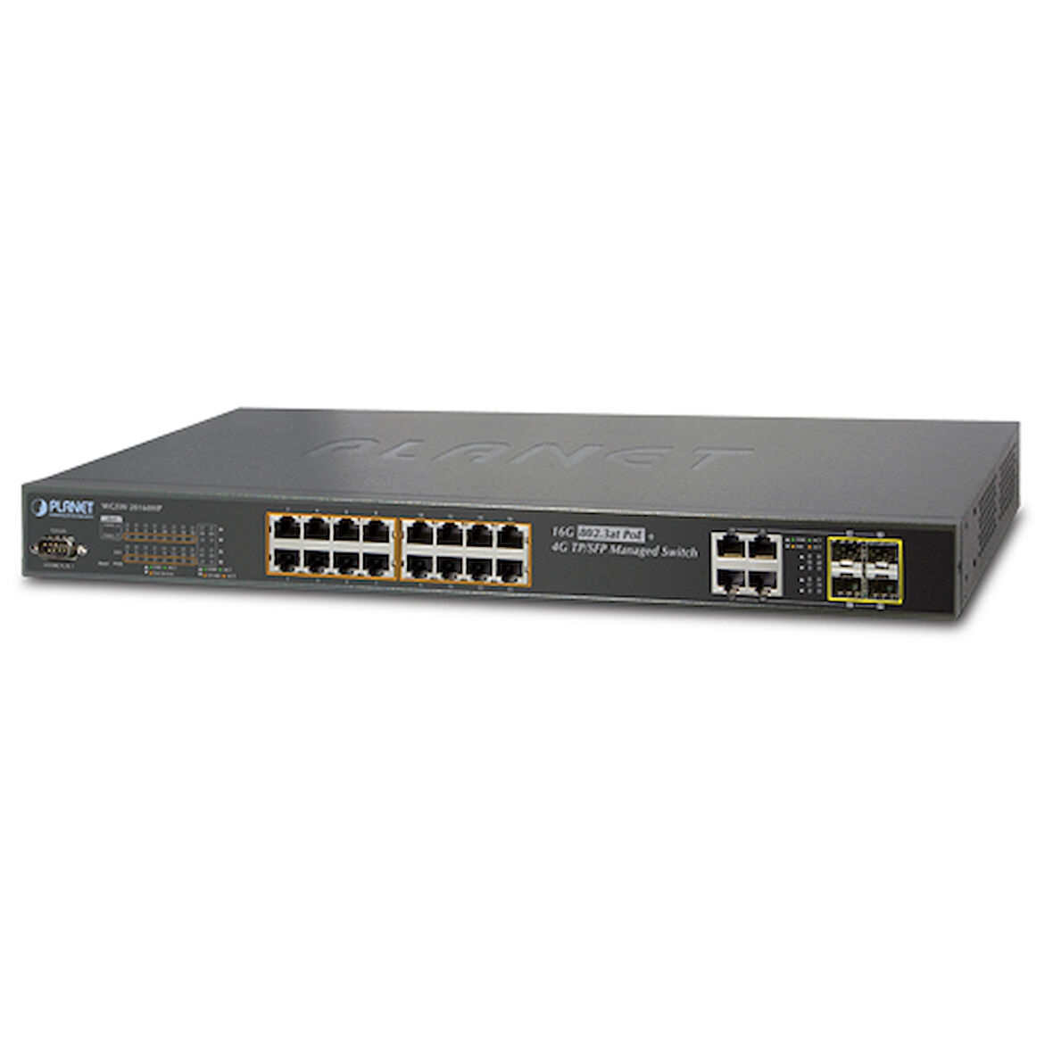 L2+ Yönetilebilir Switch (L2+ Managed Switch)&lt;br&gt;
16-Port 10/100/1000Base-T IEEE 802.3 at/af PoE+ Injector (Port başına 30.8 watt) (PoE Güç Bütçesi maks. 230 watt)&lt;br&gt;
4-Port 10/100/1000Mb