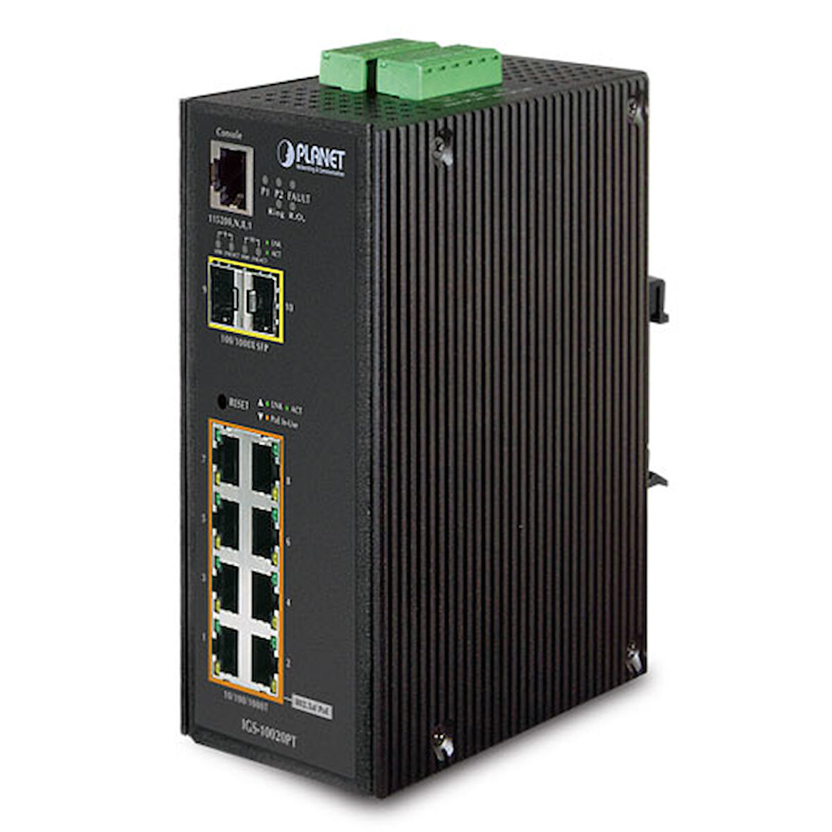 Endüstriyel Tip Yönetilebilir Switch (Industrial Managed Switch)&lt;br&gt;
8-Port 10/100/1000Base-TX IEEE 802.3at/af PoE Injector (Port başına 36 watt) (PoE Güç Bütçesi maks. 240 watt)&lt;br&gt;
2-Por