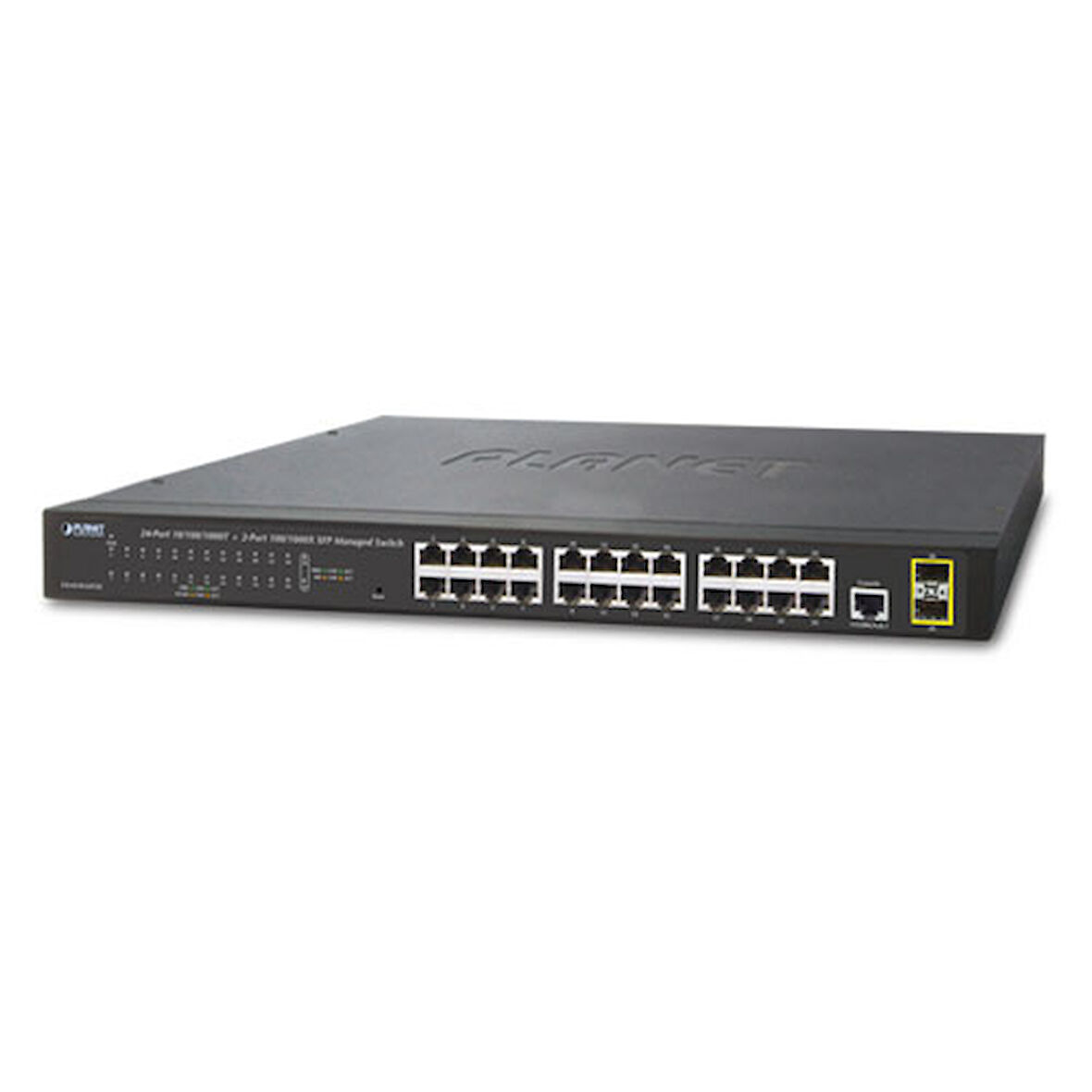 Yönetilebilir Gigabit Switch (Managed Gigabit Switch)&lt;br&gt;
24-port 10/100/1000Base-T&lt;br&gt;
2 x 100/1000BASE-X mini-GBIC/SFP yuva&lt;br&gt;
1 x Konsol port&lt;br&gt;
Reset düğmesi (sistem fabr