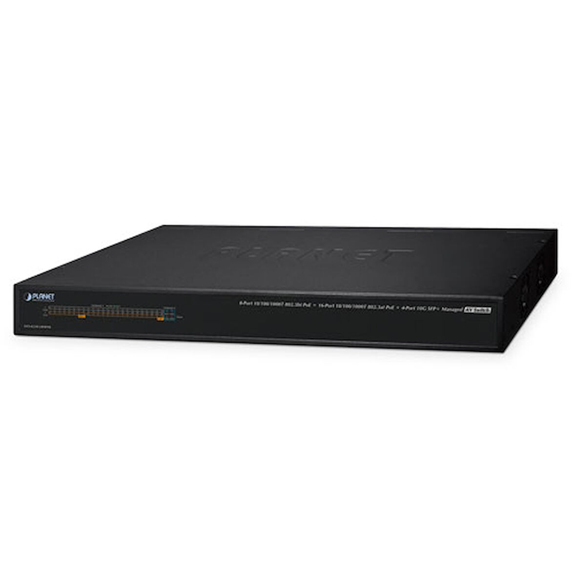 Yönetilebilir Ses & Video Switch&lt;br&gt;
Layer 2/4 Gigabit Ethernet PoE+ Switch&lt;br&gt;
8 x 10/100/1000T 802.3bt PoE+ (95W maksimum 802.3bt PoE++, port 1-8 arası)&lt;br&gt;
16-Port 10/100/1000T 80