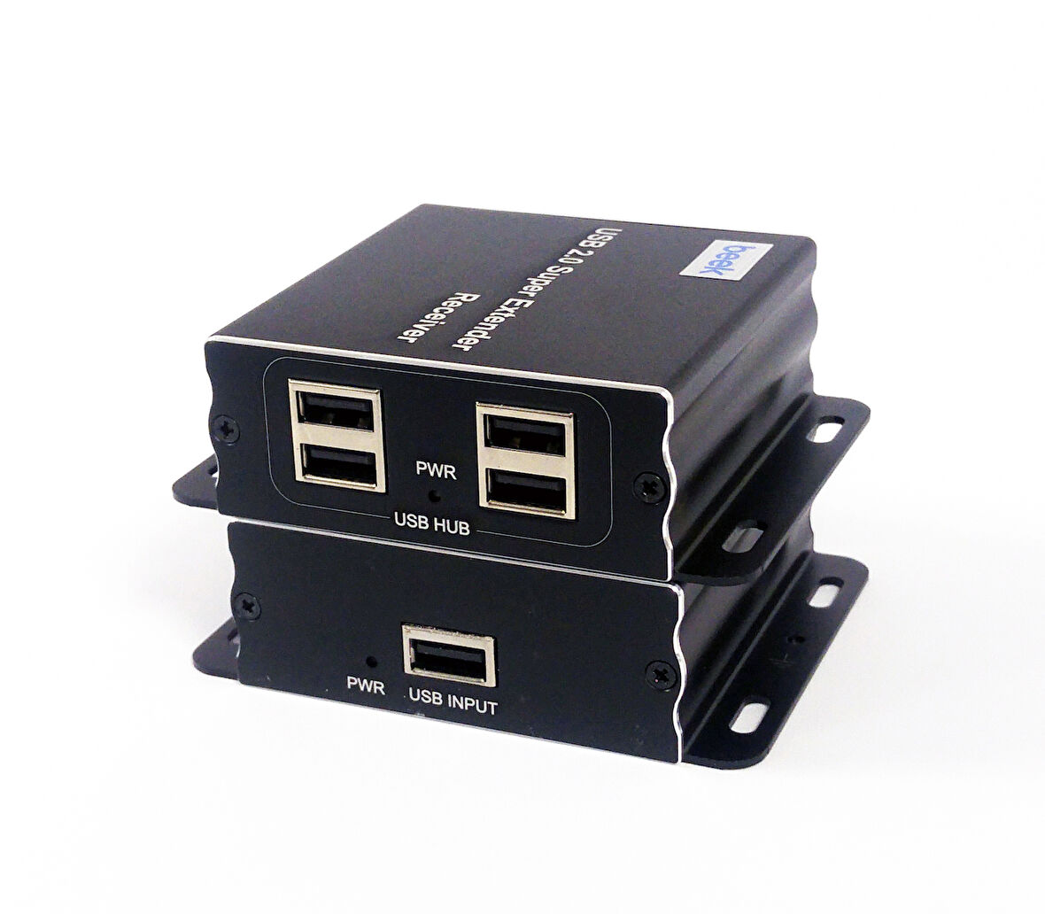 Beek Cat 5 USB 2.0 Sinyal Uzatma Cihazı,  Alıcı (Receiver) ve Verici (Sender) Birim dahil, 4 Port USB 2.0 Hub, 60 metre, alüminyum&lt;br&gt;
Beek USB 2.0 Extender 60m