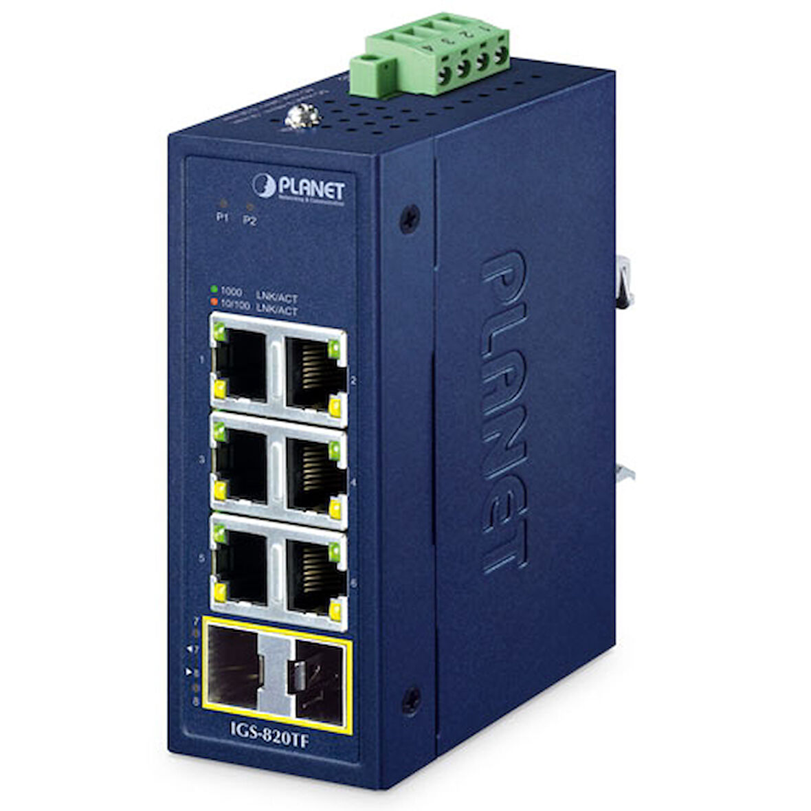 Compact Industrial 6-Port 10/100/1000T + 2-Port 100/1000X SFP Ethernet Switch