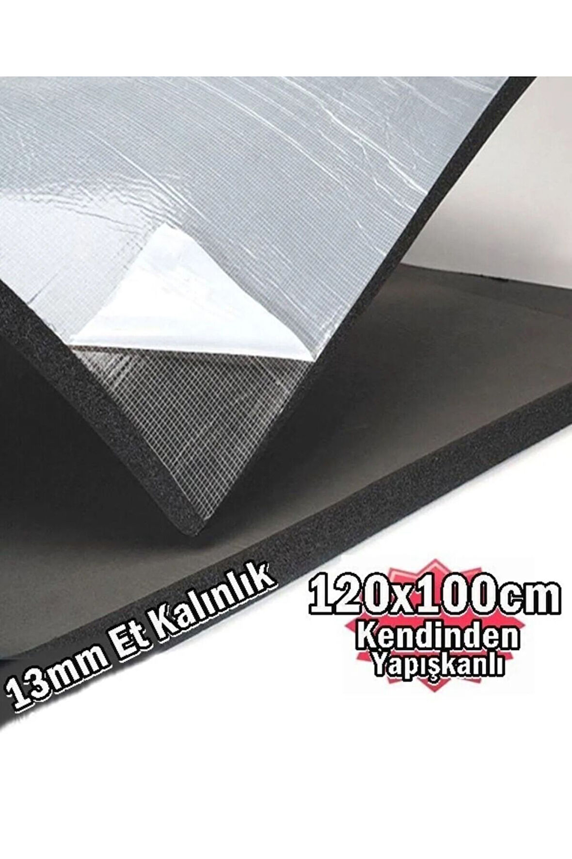 Araç Oto Ses Isı 13mm Kauçuk Izolasyon Karavan Yalıtım Malzemesi 120cmx100cm Levha Yapışkanlı