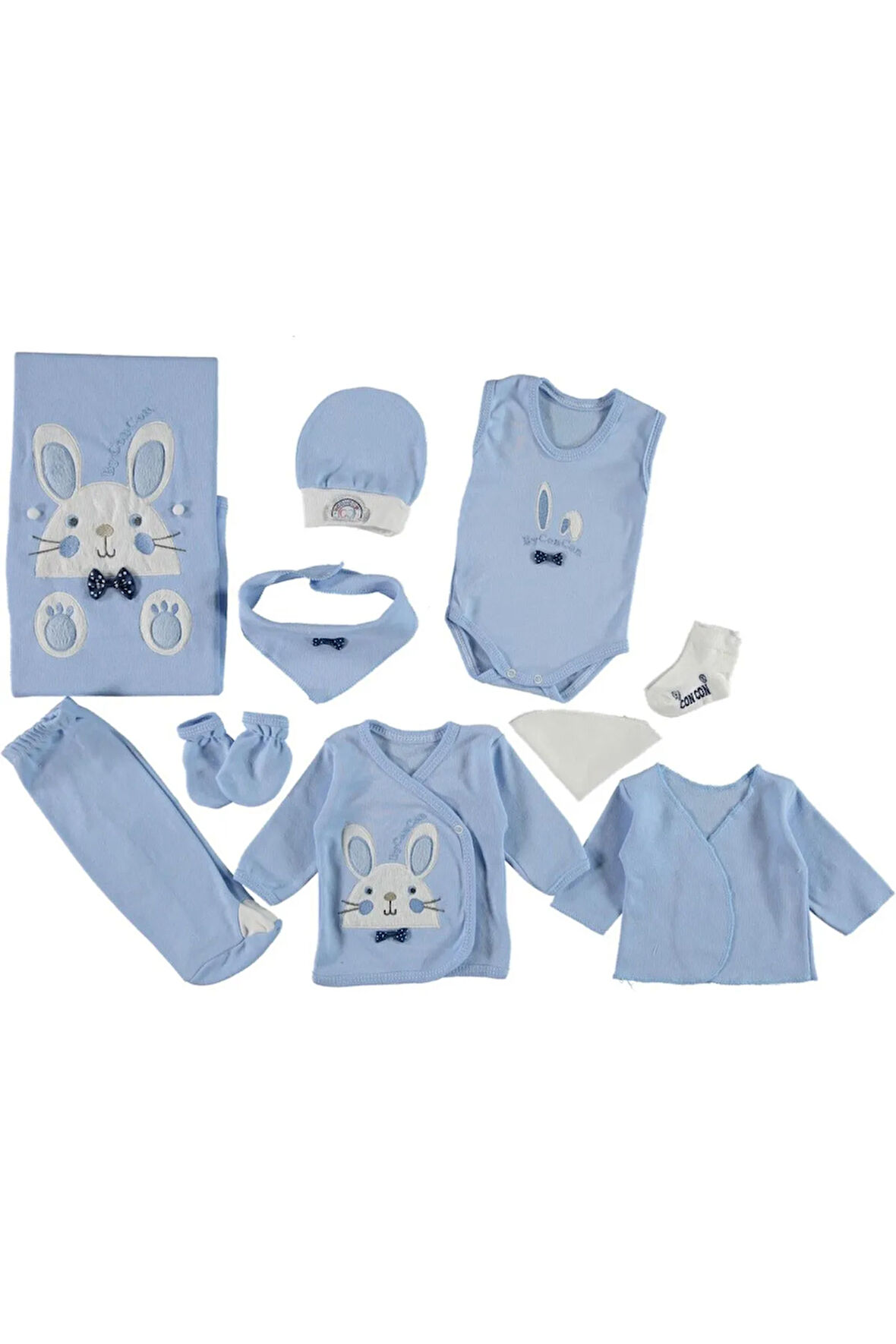 APYONLU TAVŞAN NAKIŞLI 10'LU ZIBIN SETİ HASTANE ÇIKIŞI %100 PAMUKLU