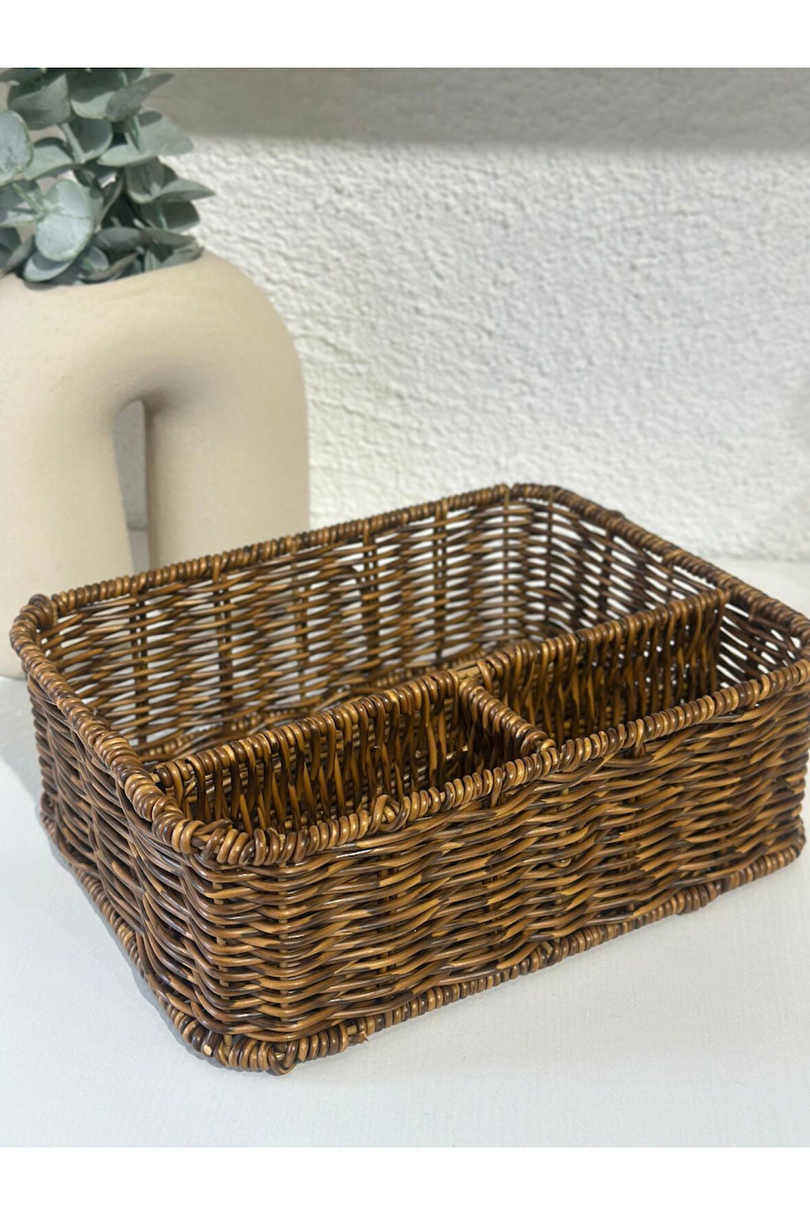 Rattan Kahverengi Bölmeli Organizer Düzenleyici