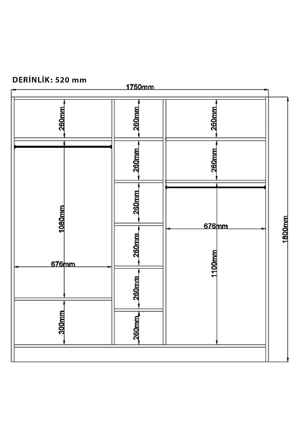 Rabi Mobilya Beyza Country 5 Kapaklı Gardırop
