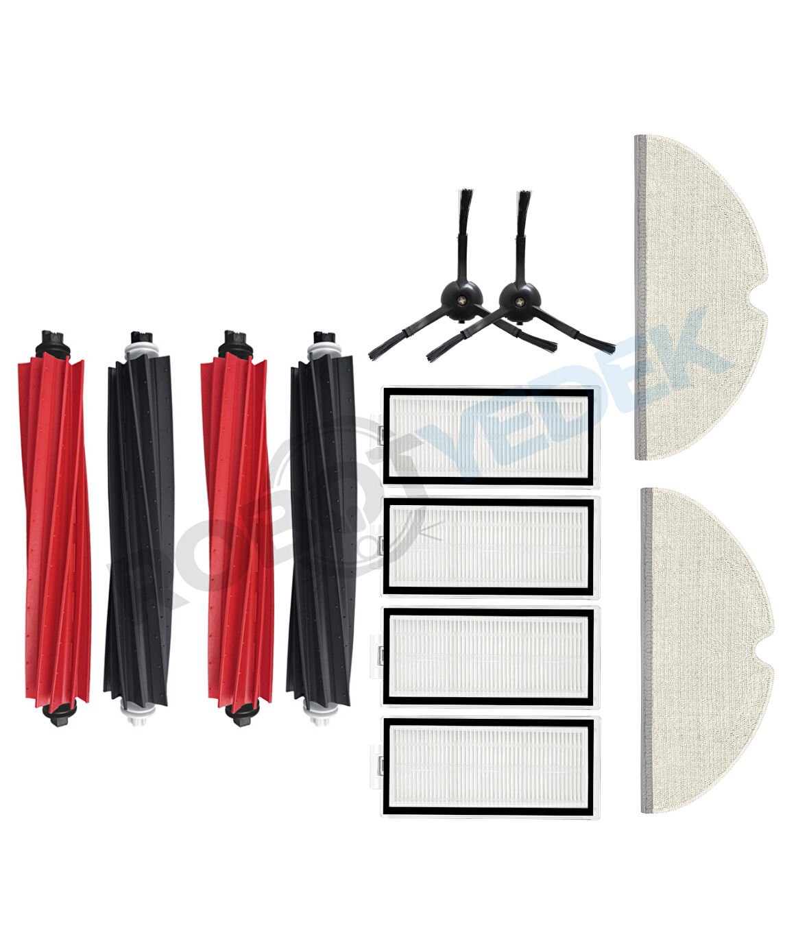 Roborock Q8 Max, Q8 Max Plus Siyah Uyumlu Yedek Fırça Hepa Filtre Mop Seti-10 Parça