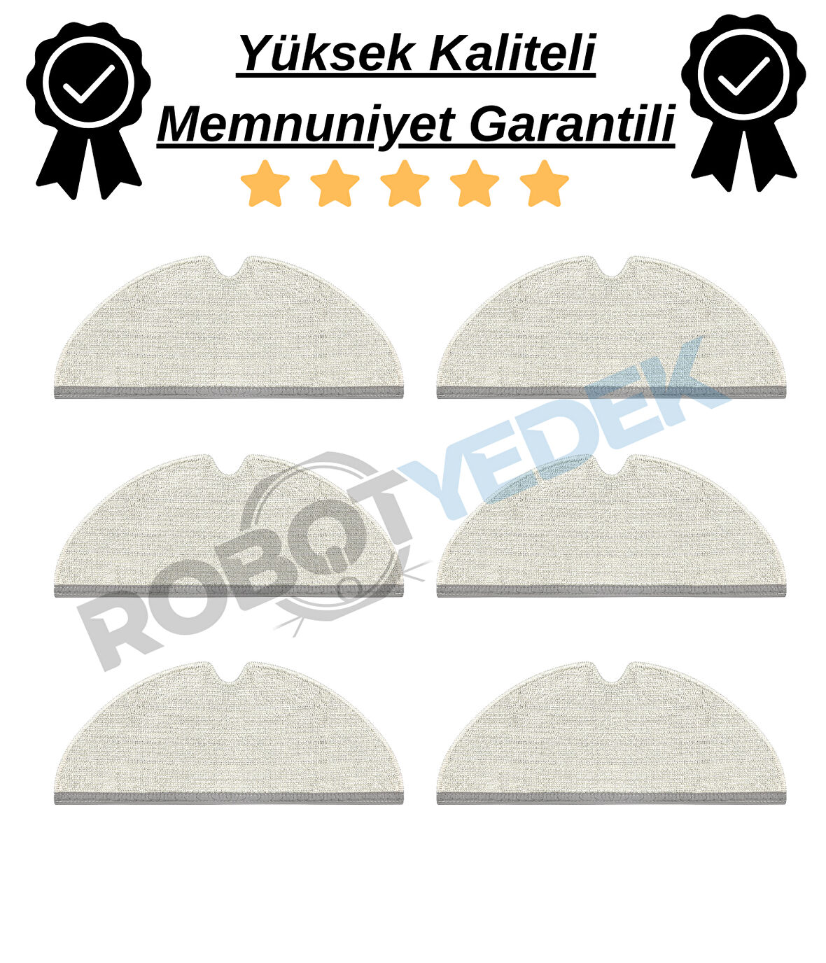 Roborock S6/S6 Pure Uyumlu Yüksek Kaliteli 6 Adet Mop-Tam Yüzey Mikrofiber ve Kalın