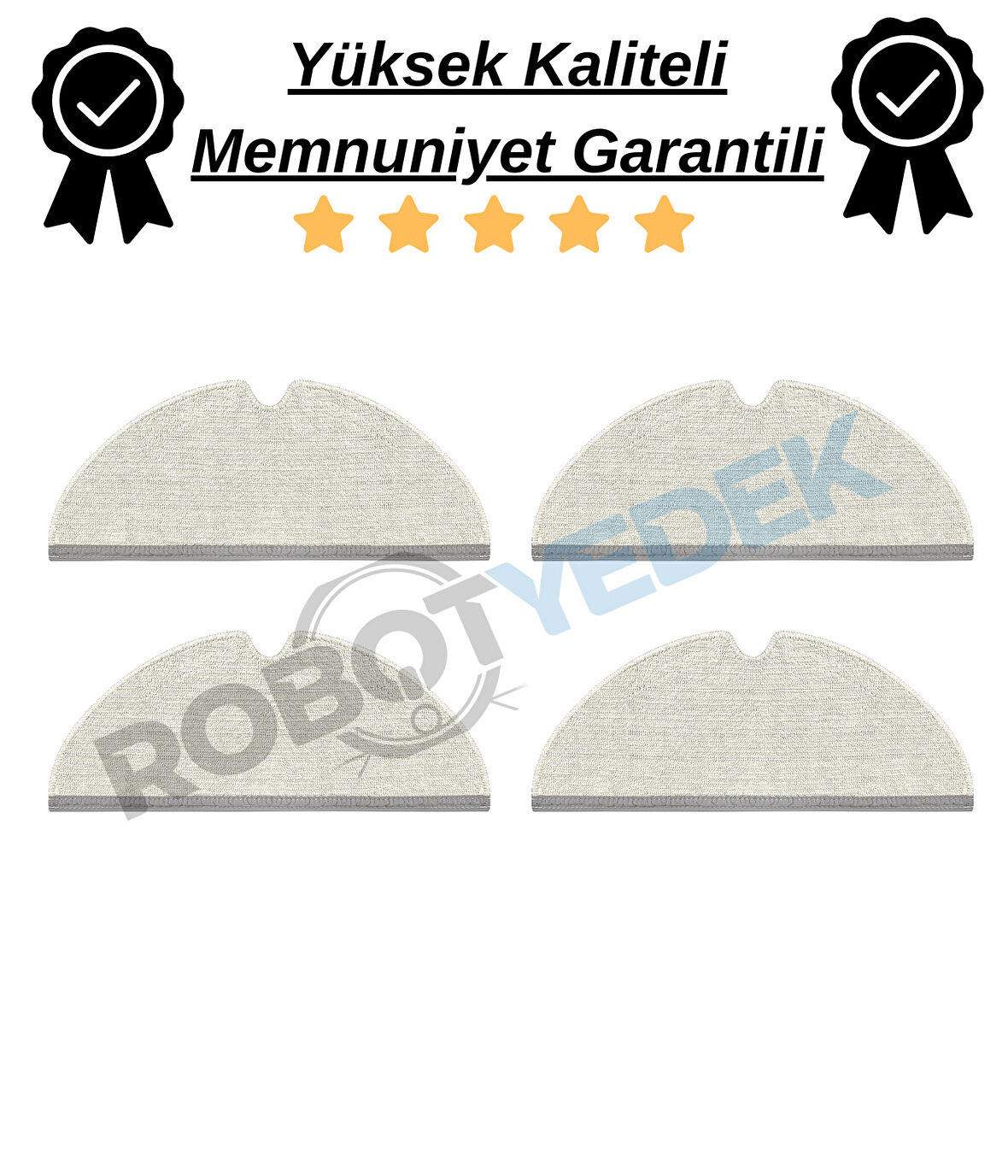 Roborock S6 MaxV Uyumlu  4 Adet Mop-Tam Yüzey Mikrofiber ve Kalın