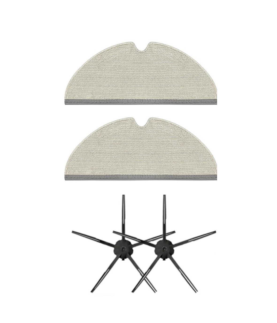 Roborock Q7 Max, Q7 Max Plus Uyumlu Siyah Yedek Mop ve Yan Fırça-4 Parça