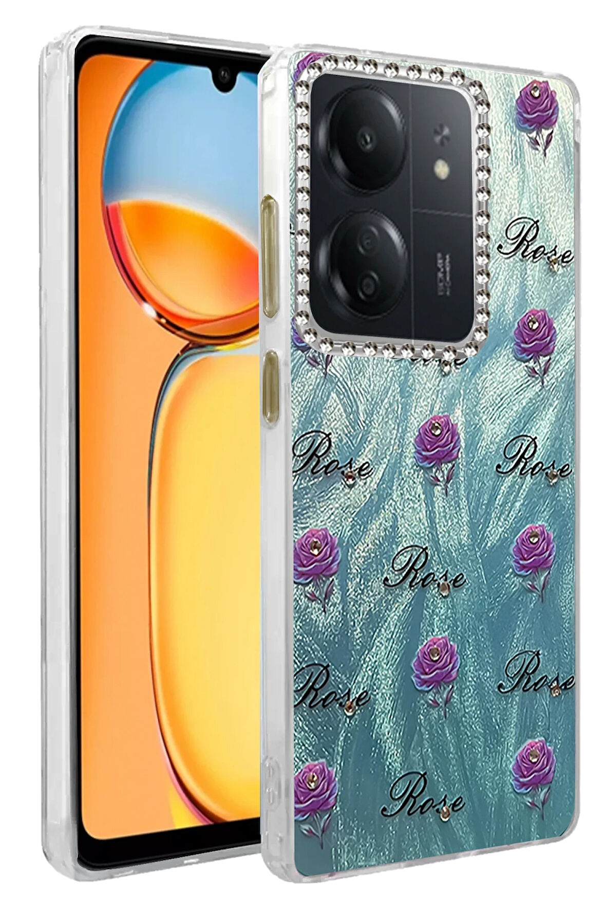 Xiaomi Redmi 13C Kılıf Parlak Desenli Taşlı Azn-Blade