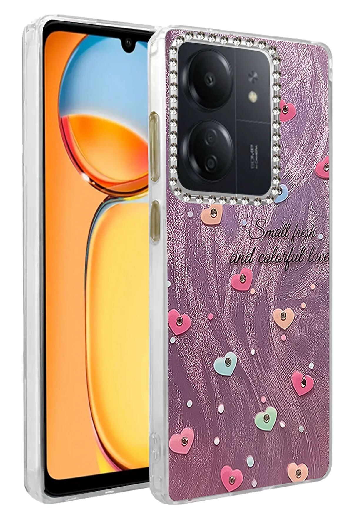 Xiaomi Redmi 13C Kılıf Parlak Desenli Taşlı Azn-Blade