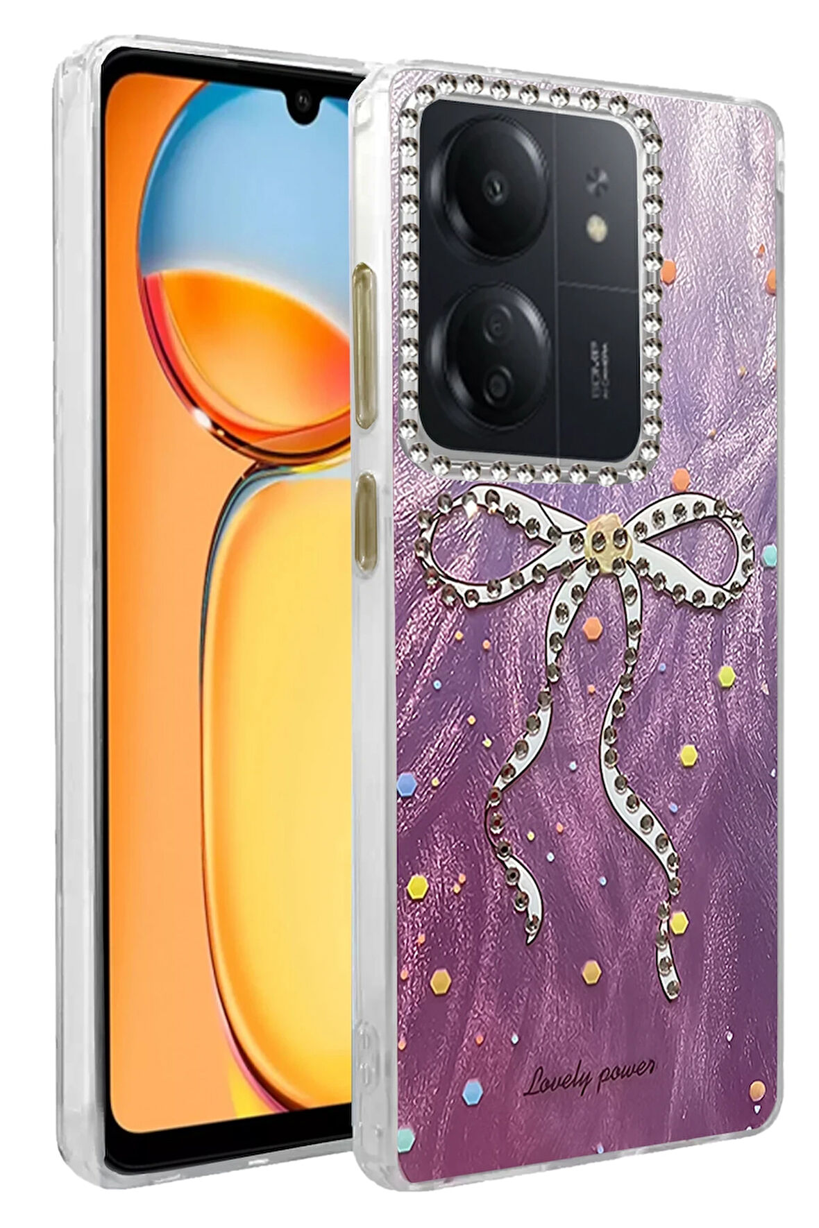 Xiaomi Redmi 13C Kılıf Parlak Desenli Taşlı Azn-Blade