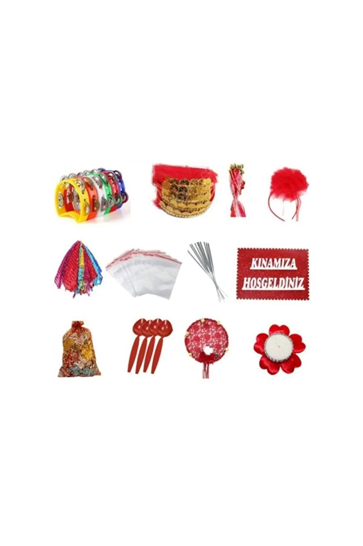 Asker Kına Gecesi Renkli Ayyıldız Figürlü 100 Lü Kına Malzemeleri