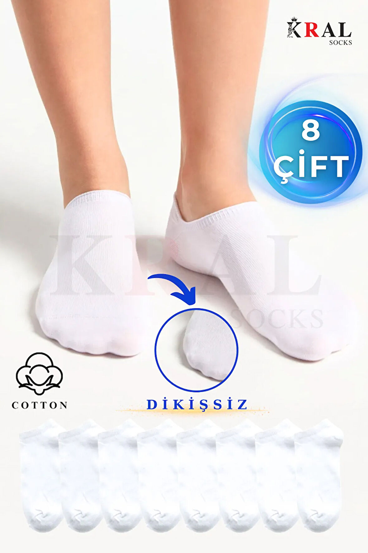 Kadın - Erkek 8 Çift Cotton Dikişsiz Soft Görünmez Penye Patik Bilek Çorap