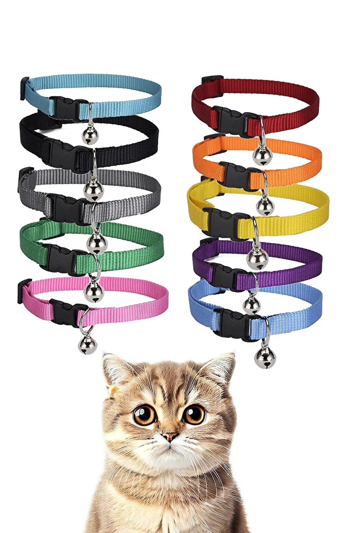 Ayarlanabilir Kumaş Zilli Kedi Tasması 1 Adet
