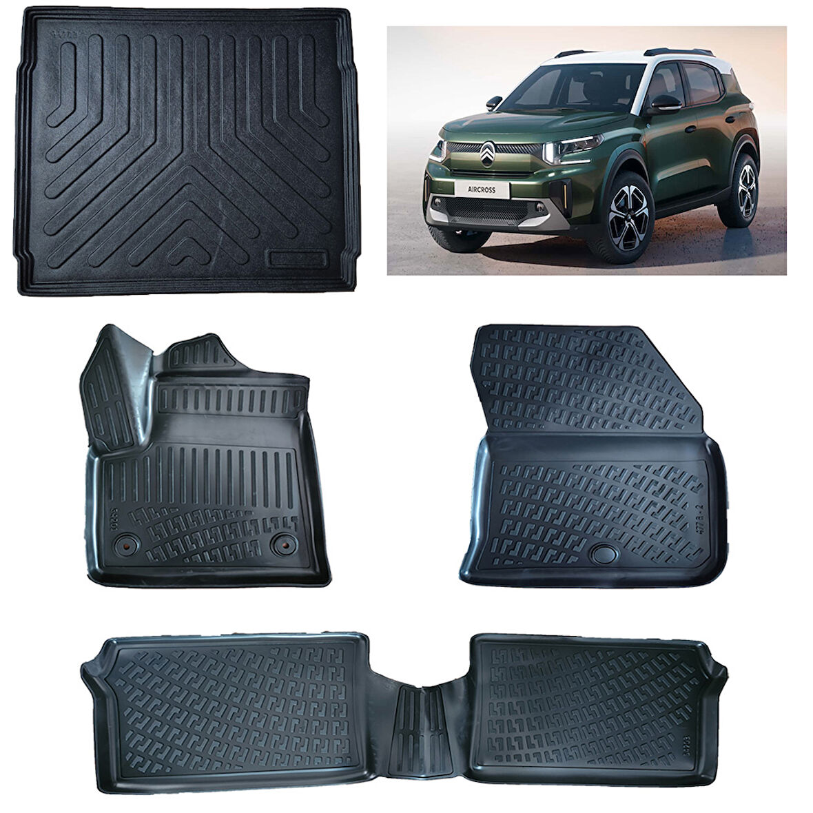 Rizline Citroen C3 Aircross Elektrikli  2024 Ve Sonrası 3D Paspas ve Alt Bagaj  Havuzu 