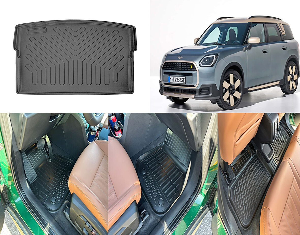Rizline Mini Countryman 2023 Sonrası Elektrikli Paspas ve Bagaj Havuzu Set