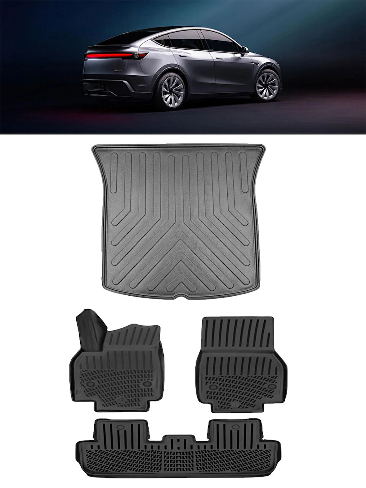 Rizline Tesla Model Y Juniper 2025 ve  Sonrası 3D Havuzlu Paspas ve Bagaj Havuzu Set