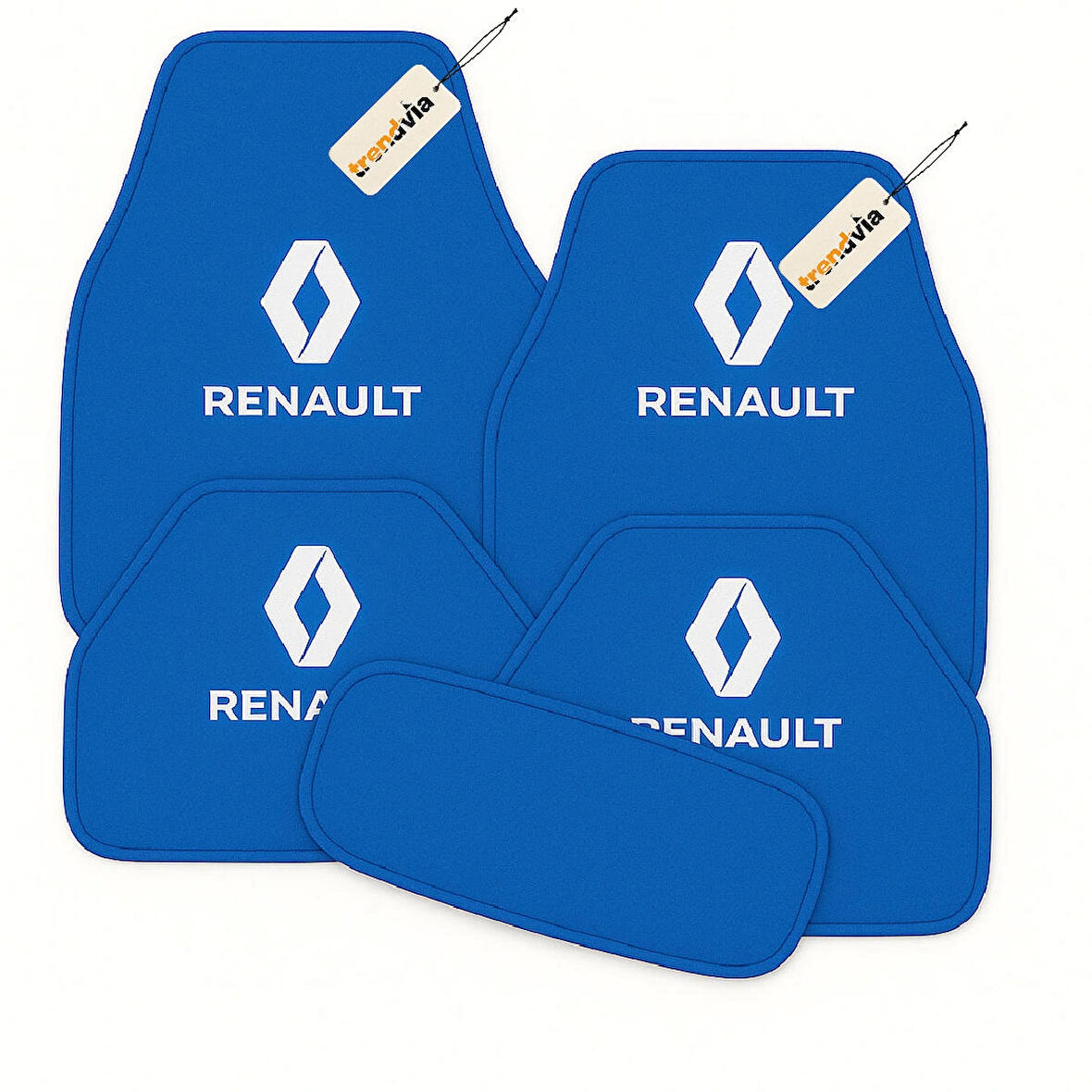 Mavi Renk Renault Araba Halı Paspas Seti 5'li – Kaymaz, Suya Dayanıklı, Kolay Temizlenebilir Araç Paspası