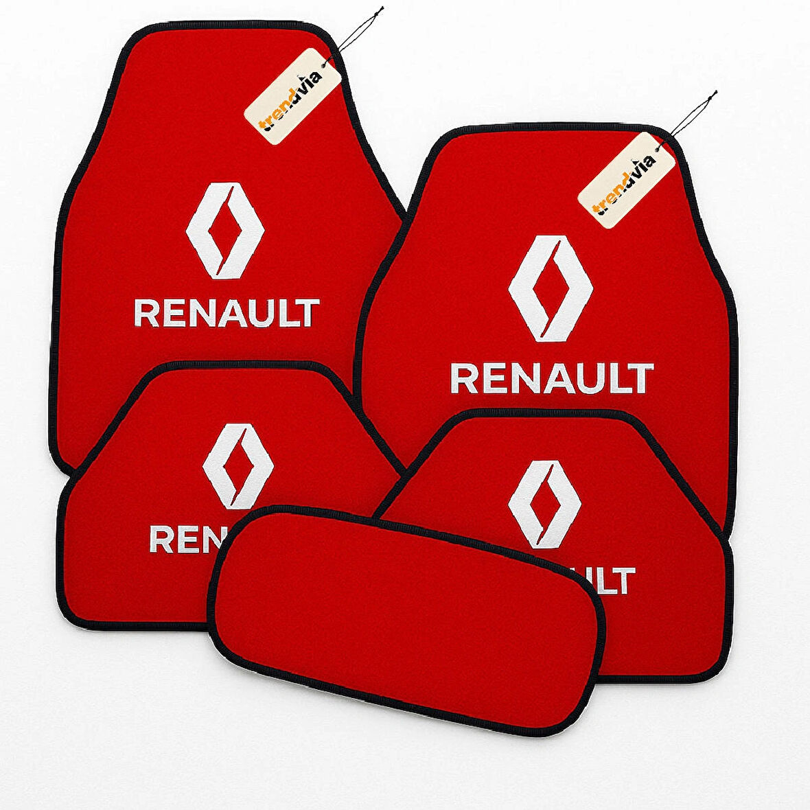 Kırmızı Renk Renault Araba Halı Paspas Seti 5'li – Kaymaz, Suya Dayanıklı, Kolay Temizlenebilir Araç Paspası