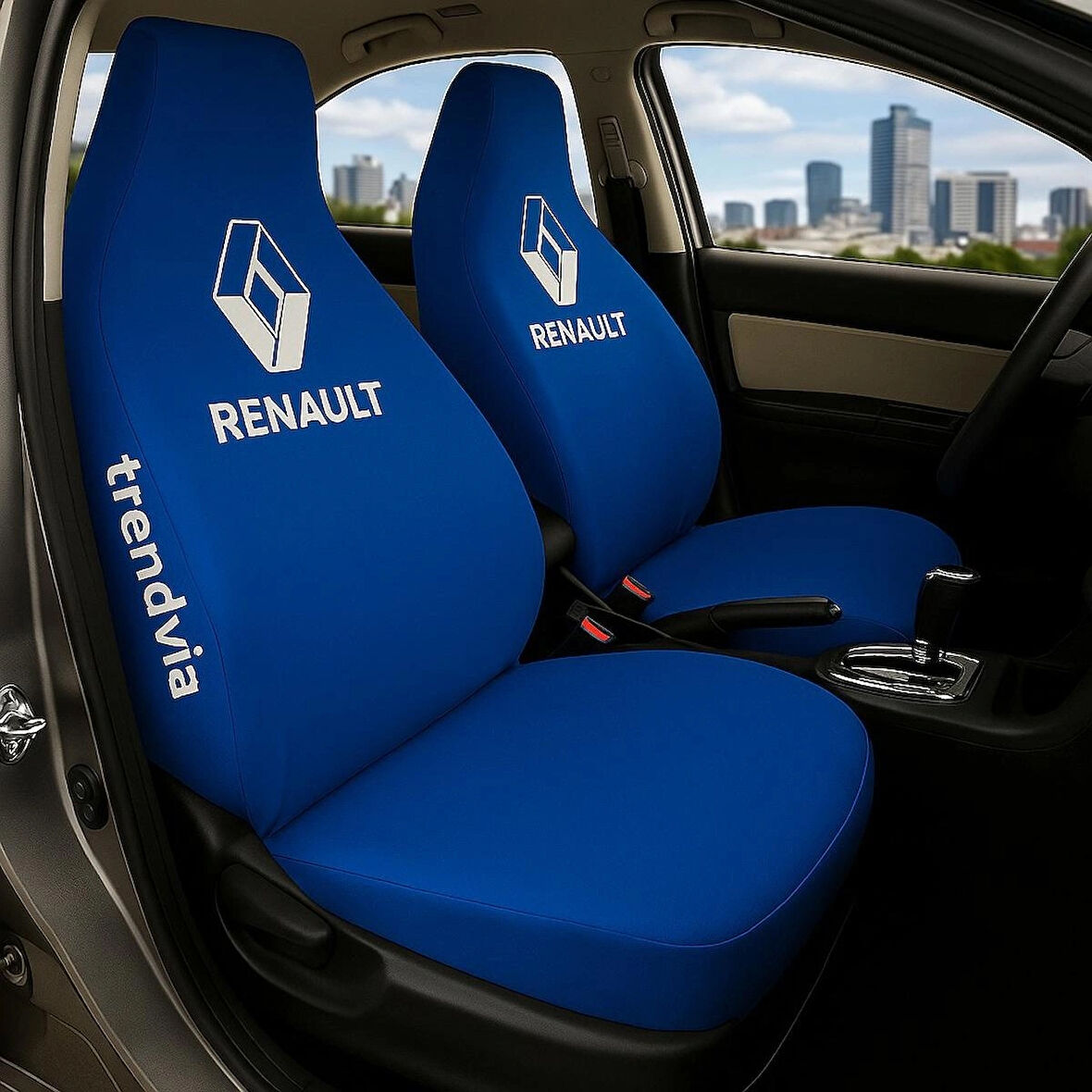 Renault Mavi Renk Ön ve Arka Koltuk Kılıfı Penye Servis Seti – Araba Koltuk Koruyucu