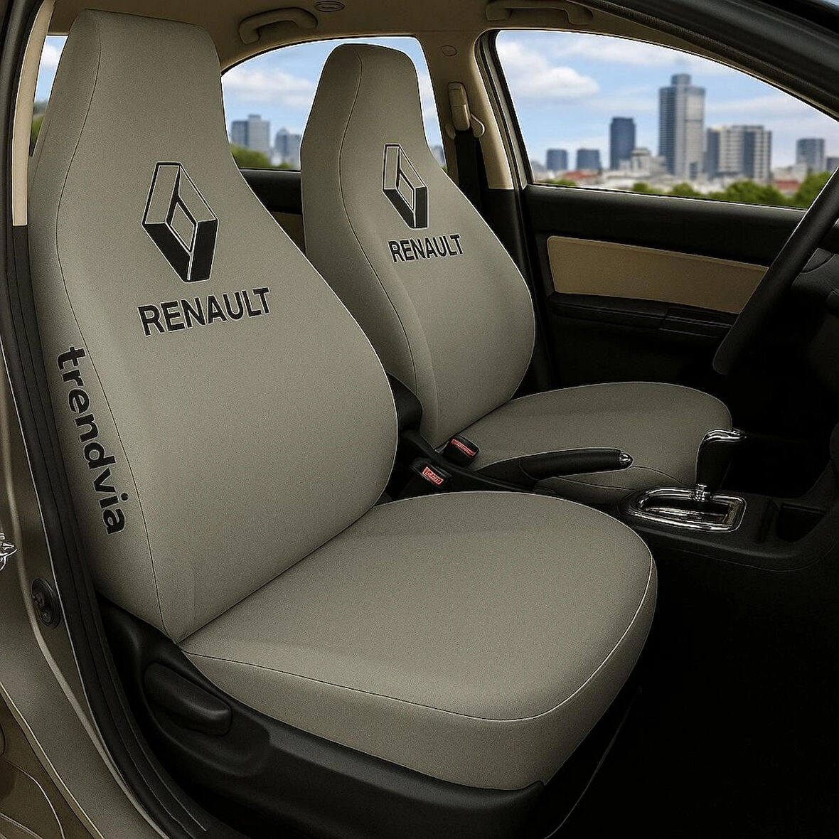 Renault Gri Renk Ön ve Arka Koltuk Kılıfı Penye Servis Seti – Araba Koltuk Koruyucu