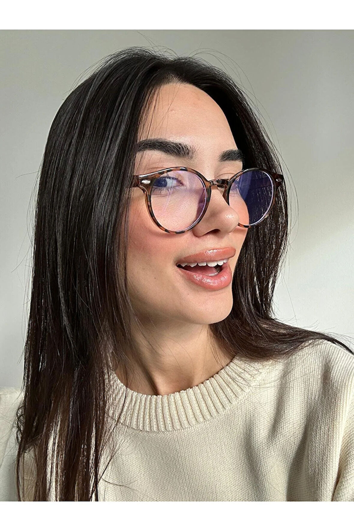 Roller Yuvarlak Leopar Desenli Unisex Kadın Erkek Popüler Gözlük Mavi Işık Korumalı Gözlük