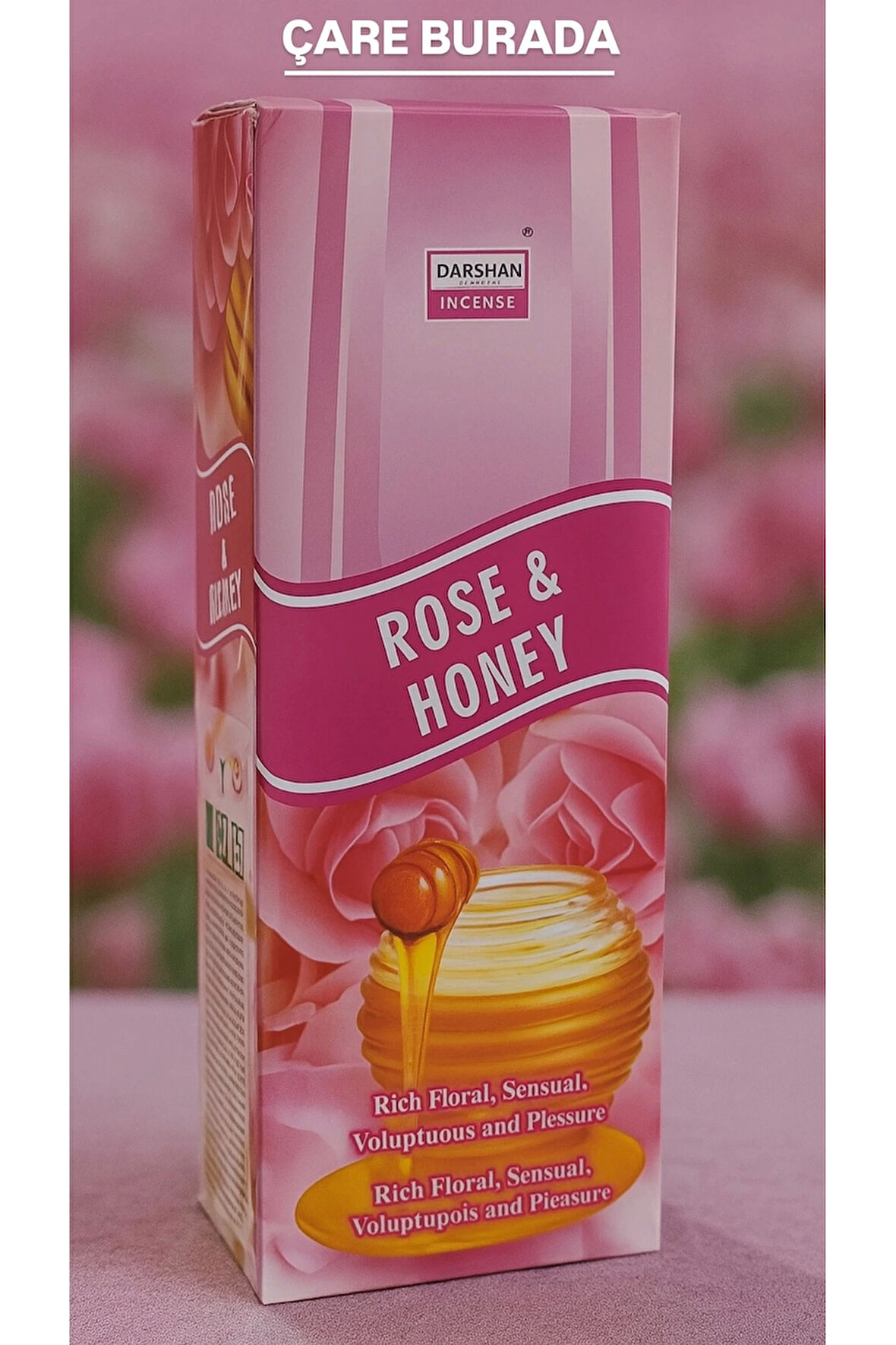 Darshan Incense - Rose & Honey 20'li Çubuk Tütsü (Gül & Bal)