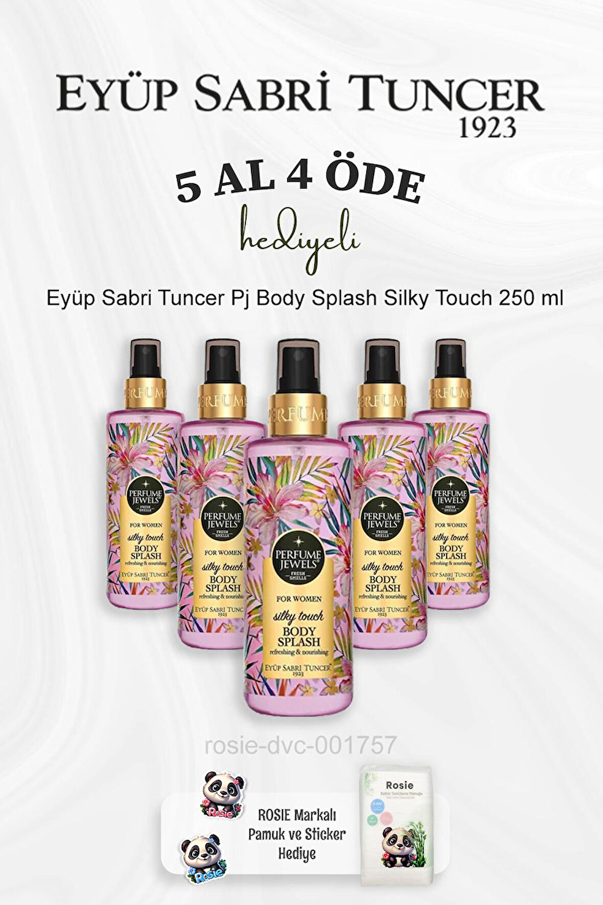 Eyüp Sabri Tuncer Pj Body Splash Silky Touch 250 ml 5 Al 4 Öde ve Rosie Pamuk