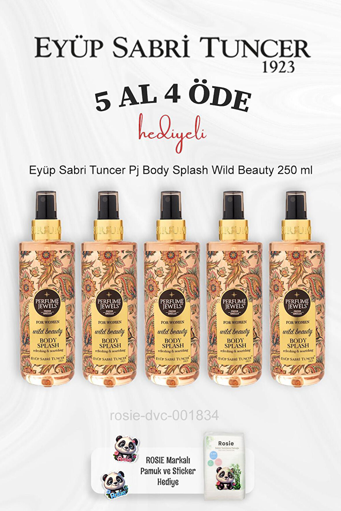 Eyüp Sabri Tuncer Pj Body Splash Wild Beauty 250 ml 5 Al 4 Öde ve Rosie Pamuk