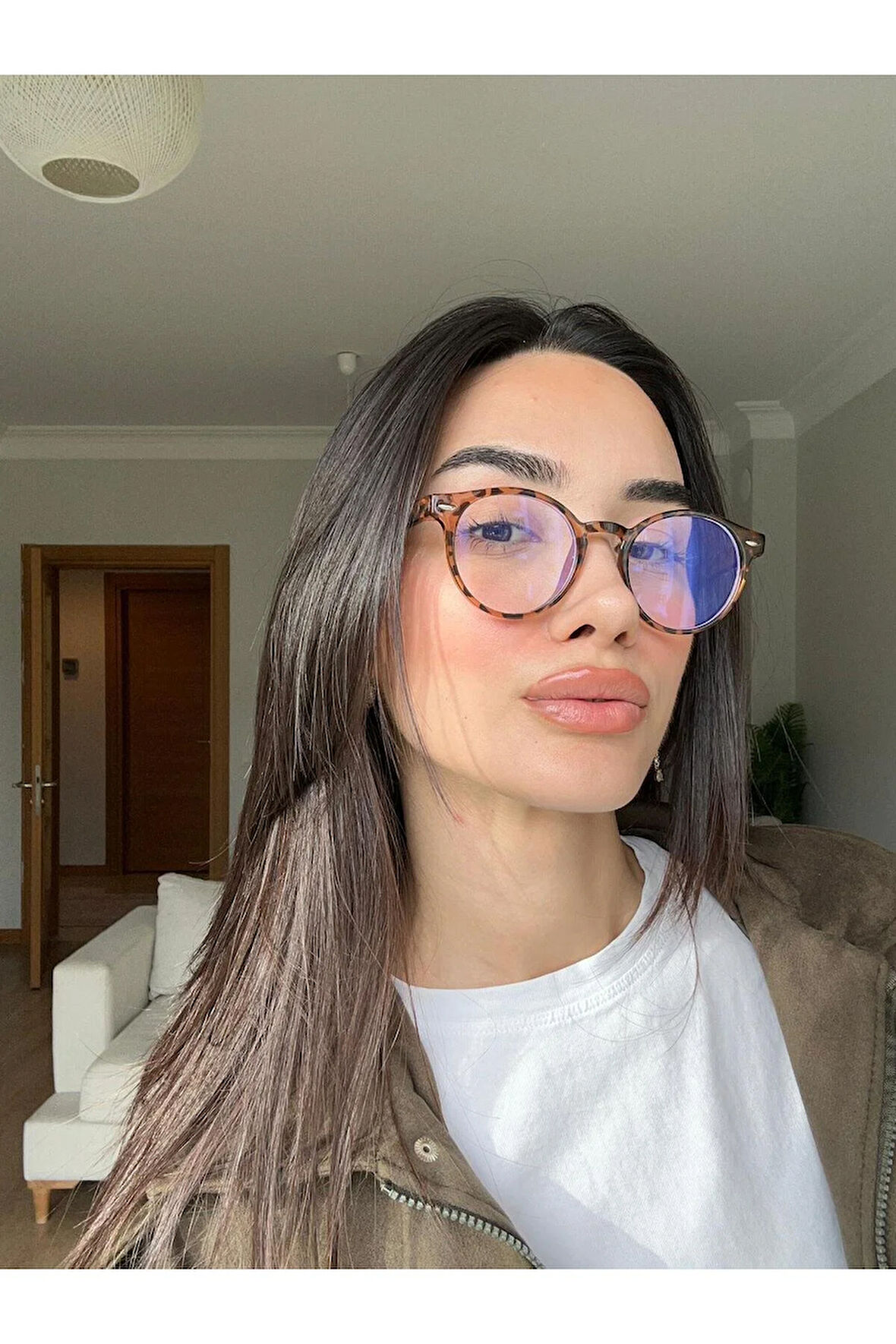 Round Yuvarlak Leopar Unisex Kadın Erkek Mavi Işık Korumalı Gözlük | 50 Ekartman | optik uyumlu