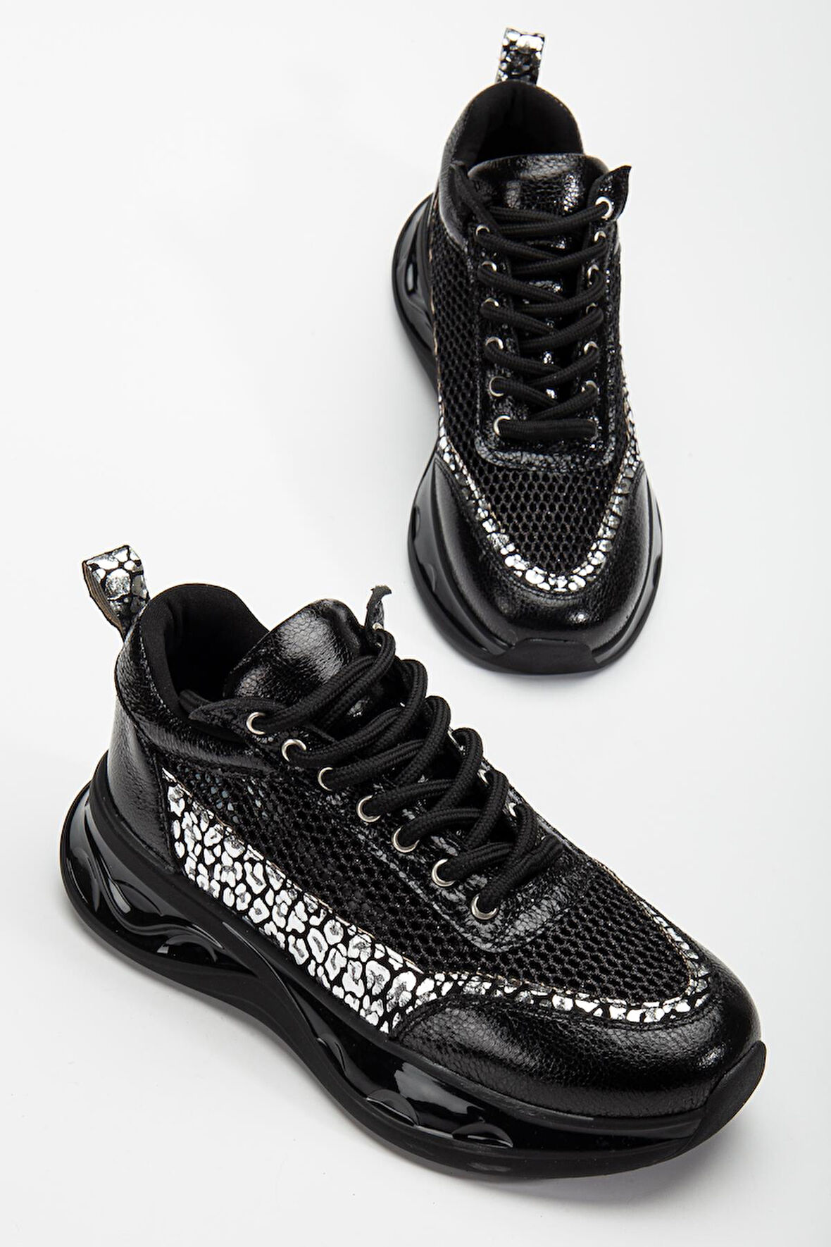 Suins Rowen Model Kadın Leopar Desenli Fileli Spor Ayakkabı Sneaker